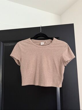 TNA Cropped Crew Tee - Taupe